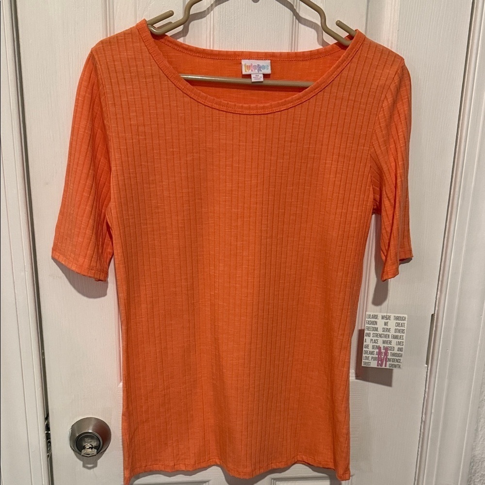 LuLaRoe Orange Ribbed Short Sleeve Tee